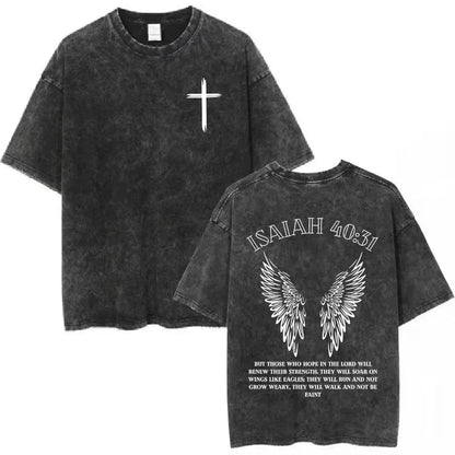 Salvation Jesus Paid It All Vintage Washed T Shirts Christian Bible Verse T-shirts Men Women Fashion Oversized Cotton Tshirts