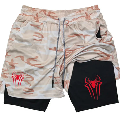 Men's  sports shorts,  spider print  compression shorts , informal, training, running, 2-in-1, Y2K order shipped directly