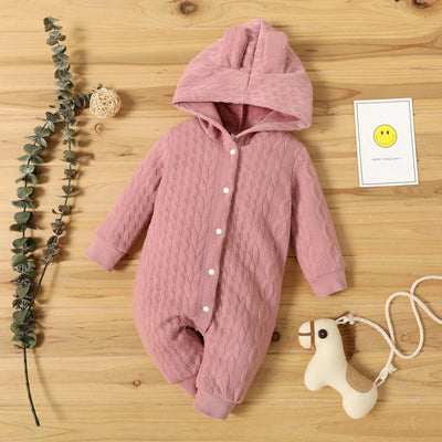 Autumn Winter Newborn Baby Romper Boys Girls Lovely Ears Hooded Long Sleeve Infant Bodysuit Warm Jumpsuit Toddler Girl Clothes