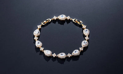 ZAKOL Classic Geometric Water Drop CZ Bracelet for Women Bridal Gorgeous Buling Zircon Party Wedding Jewelry