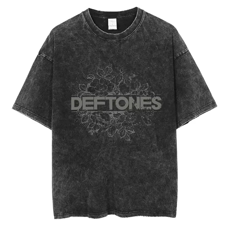Hip Hop Deftones Men Women Plus Size Summer Washed T Shirt  Vintage Print Cotton Tshirt Fashion Design Tee Streetwear Unisex Top