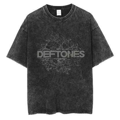 Hip Hop Deftones Men Women Plus Size Summer Washed T Shirt  Vintage Print Cotton Tshirt Fashion Design Tee Streetwear Unisex Top