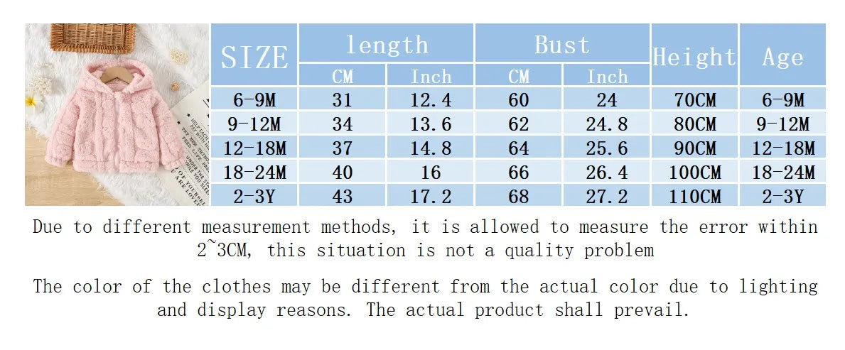 Baby Girl Princess Pink Fleece Jacket With Love Pattern Toddler Child Warm Coat Hooded Outwear Winter Baby Clothes