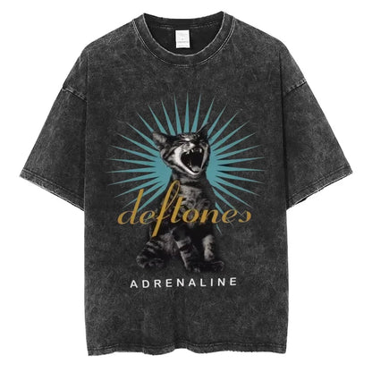 Hip Hop Deftones Men Women Plus Size Summer Washed T Shirt  Vintage Print Cotton Tshirt Fashion Design Tee Streetwear Unisex Top