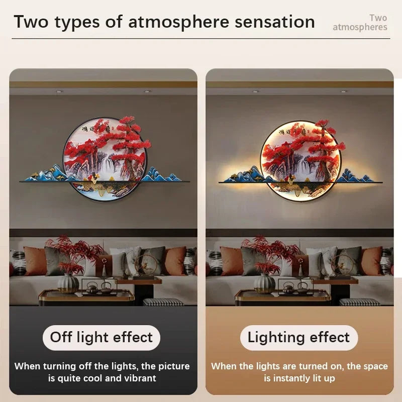 GISELLE Modern Picture Wall Light LED Chinese Creative Landscape Pine Mural Lamp For Home Living Room Study Bedroom Decor