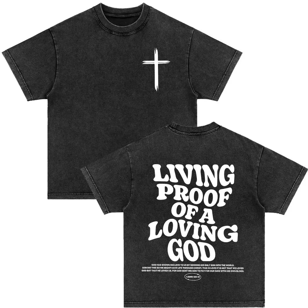 Christian Strength in Jesus Bible Verse Vintage Washed T-shirts Men Women Fashion Harajuku Oversized T Shirt 100% Cotton T-shirt