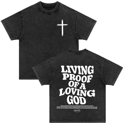 Christian Strength in Jesus Bible Verse Vintage Washed T-shirts Men Women Fashion Harajuku Oversized T Shirt 100% Cotton T-shirt