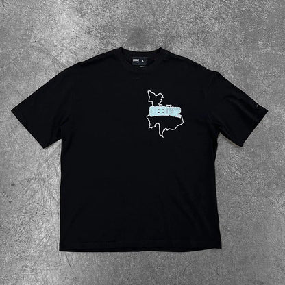 High Street Harajuku Letter Print Oversized T-shirt Men Hip Hop Retro Casual Streetwear Women Summer Cotton Round Collar Top