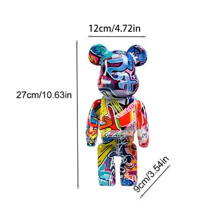 27cm/10Inches Graffiti Bear Figurine Home Decor Animal Abstract Ornament Storage Money Jar Modern Room Sculpture Table Decor