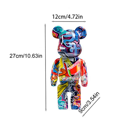 27cm/10Inches Graffiti Bear Figurine Home Decor Animal Abstract Ornament Storage Money Jar Modern Room Sculpture Table Decor