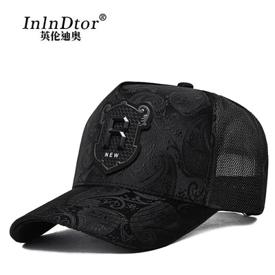 2024 Fashion Embroidery High top Baseball Cap Men's cashew print outdoor casual Cap face Trim four seasons
