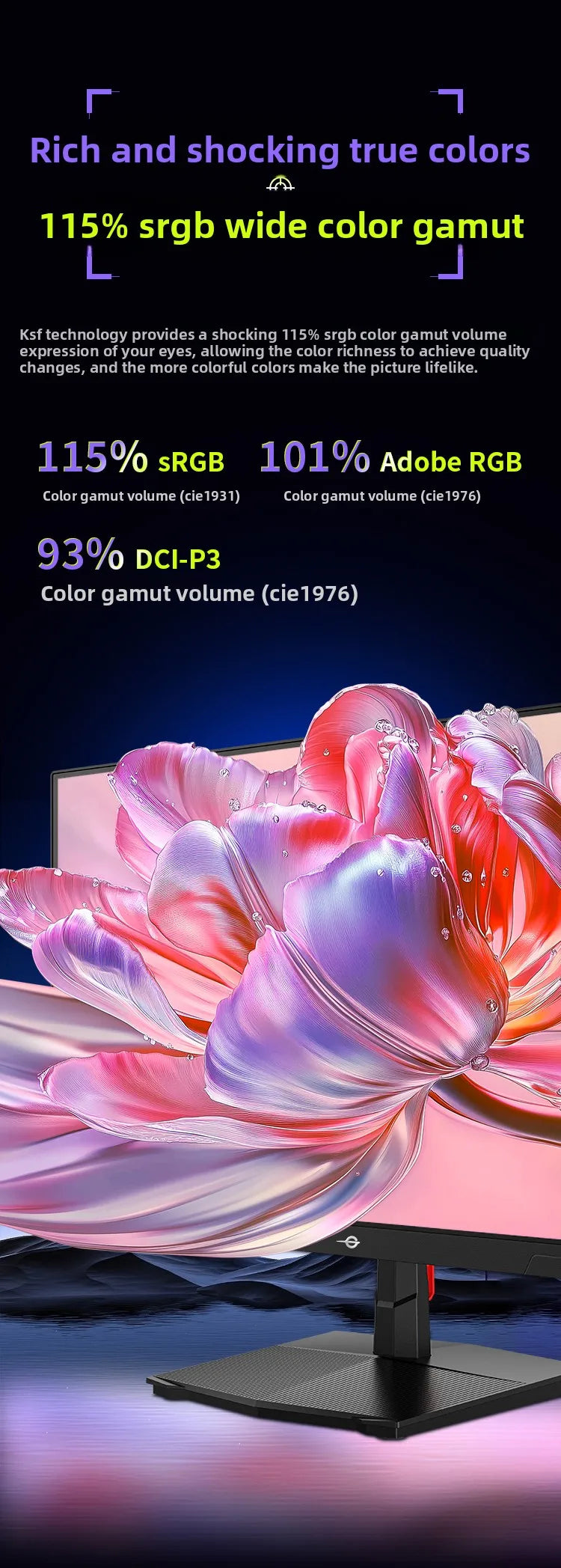 TITAN ARMY 24.5 inch Fast IPS Gaming Monitor 260Hz Hardware Low Blue Light HDR Wide Color Gamut Native 240Hz Display