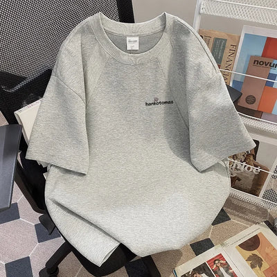 Plus Size 300 Pounds American Style Short Sleeve T-Shirt Unisex Loose Fit Summer Casual Crew Neck Top for Men And Women