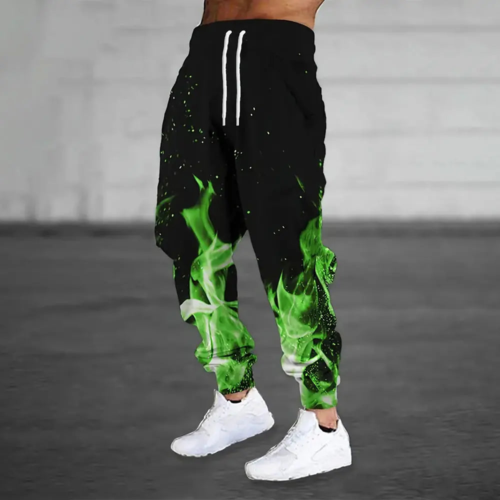 Men'S Loose Casual Pocket Drawstring Sweatpants Winter New Thick Warm Fashion Skull And Sickle Print Pants Men'S Tracksuit Pants