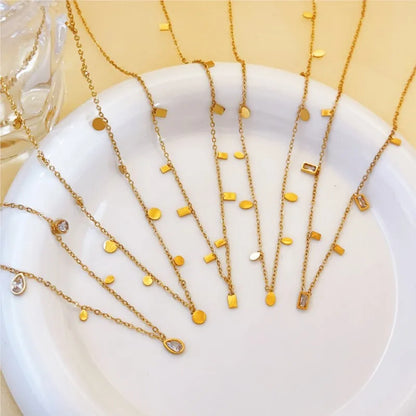 316L Stainless Steel Simple Fashion Zircon Waterdrop Pendant Necklace for Women Trendy Waterproff Chain Neck Party Jewelry Gifts