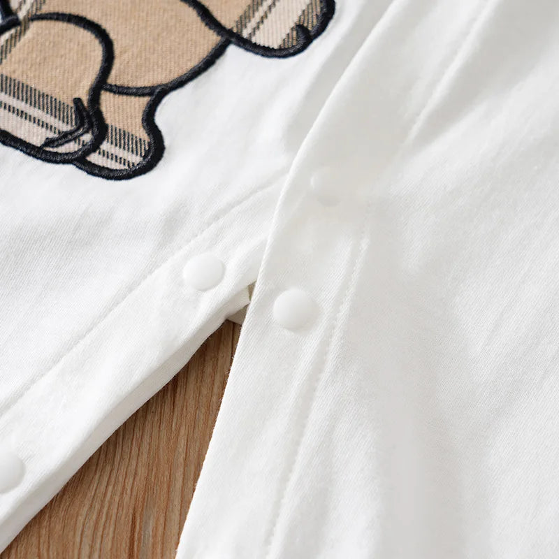 Newborn Clothes Gentleman Bear Embroidered Cotton Comfortable 0-18 Boys And Girls Spring And Autumn Long Sleeved Baby Jumpsuit
