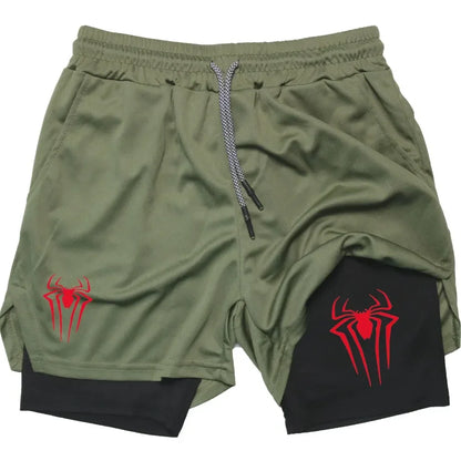 Men's  sports shorts,  spider print  compression shorts , informal, training, running, 2-in-1, Y2K order shipped directly