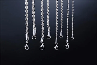 Ropes Long Necklace for Men Women,Stainless Steel Minimalist Twist Rope Chain Necklace,Punk Gold Silver Black Color 2 TO 5mm