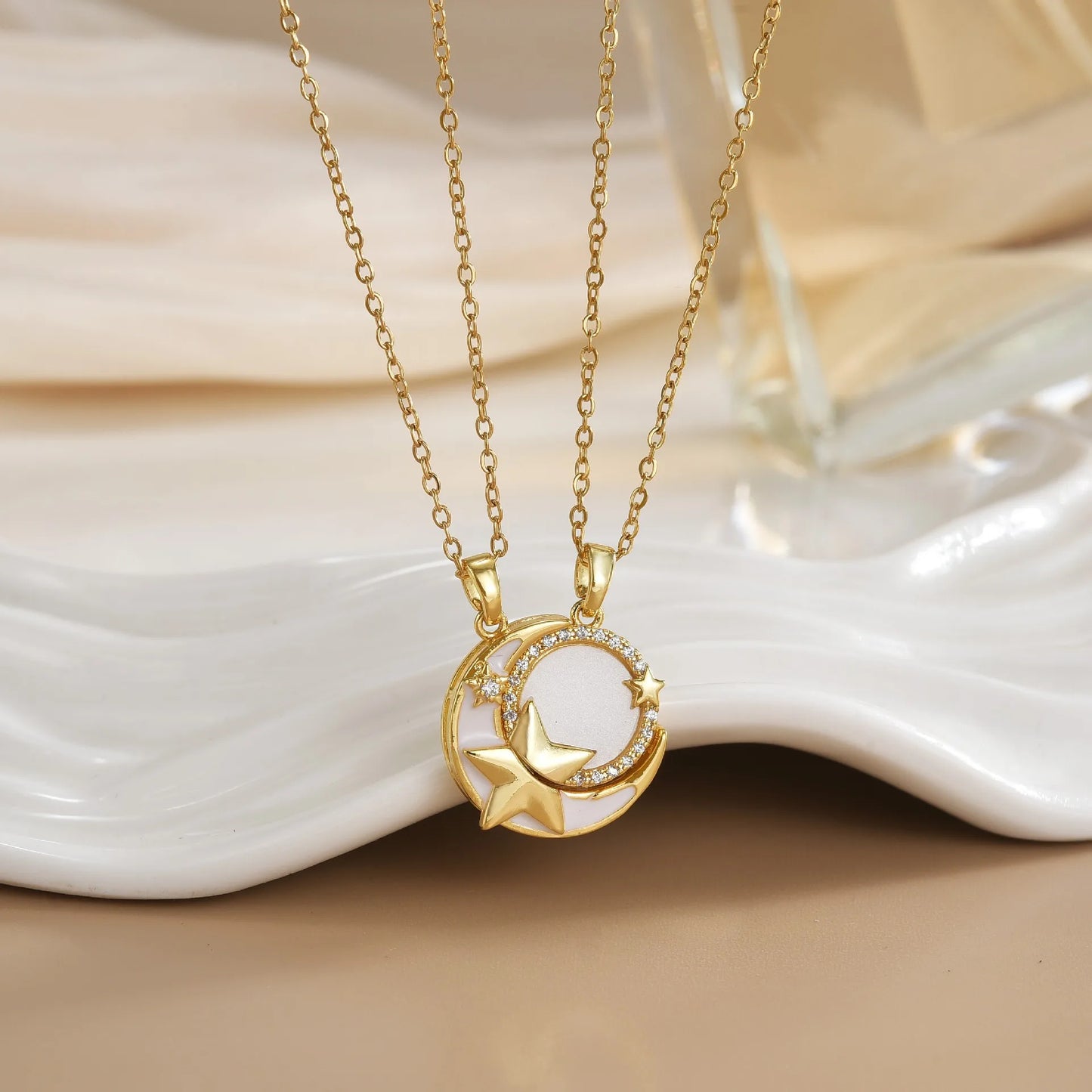 Couples Magnetic Necklaces Sun and Moon Angel Hug Heart Pendant Friendship Matching Necklaces for Birthdays Anniversaries