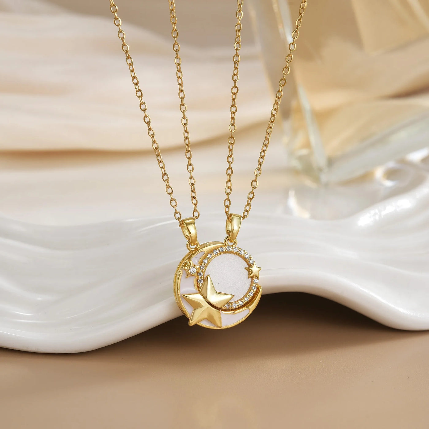 Couples Magnetic Necklaces Sun and Moon Angel Hug Heart Pendant Friendship Matching Necklaces for Birthdays Anniversaries