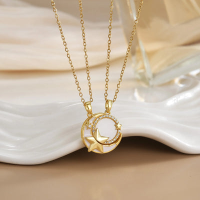 Couples Magnetic Necklaces Sun and Moon Angel Hug Heart Pendant Friendship Matching Necklaces for Birthdays Anniversaries