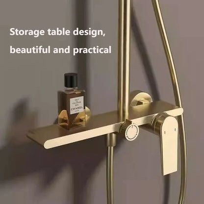 Golden Shower Set Bathroom Multi Function Spout Mixer With Shower Hand Hotel Apartment Bathtub Booster Shower Systems Set