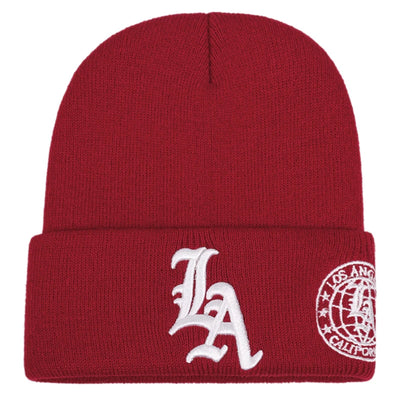 2025 New Men's LA Letter Side Embroidered Earth Knitted Hat Winter Warm Outdoor Sports Hat Soft Bean Hat Women's Casual Wool Hat