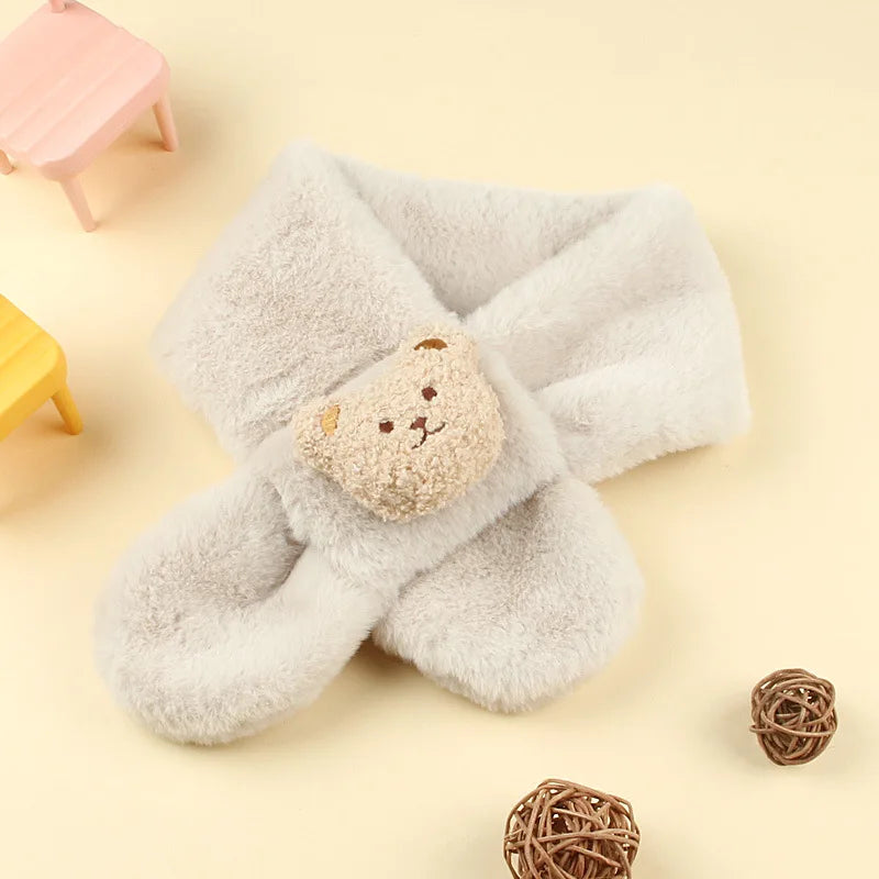 2023 Autumn Winter Soft Plush Children Scarf Cute Cartoon Girl Baby Thick Warm Scarf Outdoor Kids Neckerchief Baby Accessories