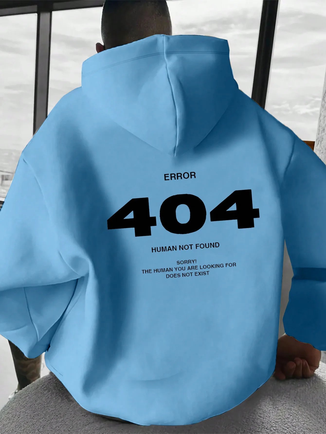 Men's hip-hop hoodie Error 404 Human Not Found Men's hoodie with number print hoodie Sweatshirt