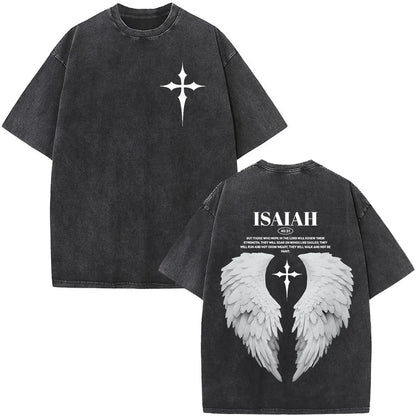 Christian Jesus Faith Over Fear Bible Verse Washed T-shirts Men Women Fashion Vintage Oversized T Shirts Harajuku Cotton T-shirt