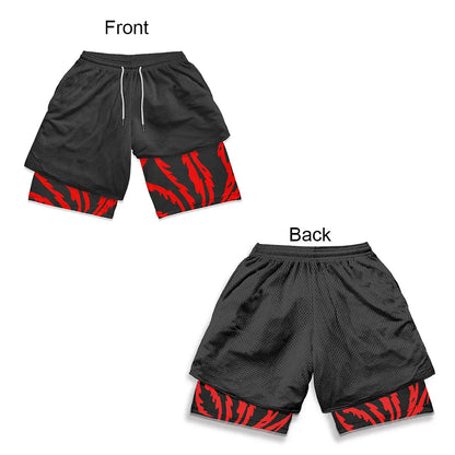 3D Print Anime Shorts Men Bilayer 2-In-1 Sports Shorts Fitness Basketball Shorts,Double-Layer Design Quick-Drying And Breathable