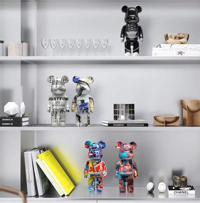 27cm/10Inches Graffiti Bear Figurine Home Decor Animal Abstract Ornament Storage Money Jar Modern Room Sculpture Table Decor