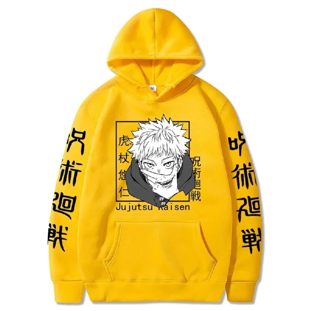 Japanese Anime Print Sweatshirts Jujutsu Kaisen Hoodie Harajuku Autumn Winter Streetwear Clothe Yuji Itadori Plus Size Hoodie