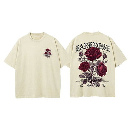 Red Roses Wrapped In Ribbons Printing Clothes Men Cotton Breathable Tee Clothes Oversized Casual Loose T-Shirts Short Sleeve
