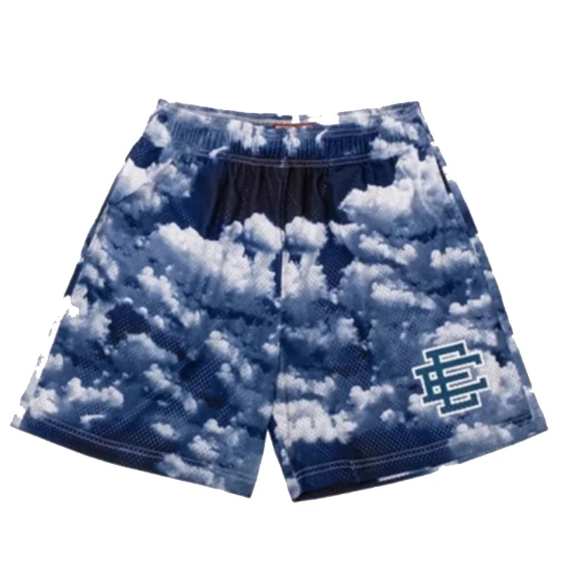 2025 New Summer EE Eric Emanuel  Basic Mesh Short Classic Floral Printed Gym Shorts Men's Gym Basketball Sports Beach Shorts
