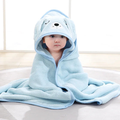 Newborn Baby Bath Towel Cartoon Baby Swaddle Kids Bathrobe Fleece Blanket Warm Sleeping Swaddle Wrap for New Born Boys Girls