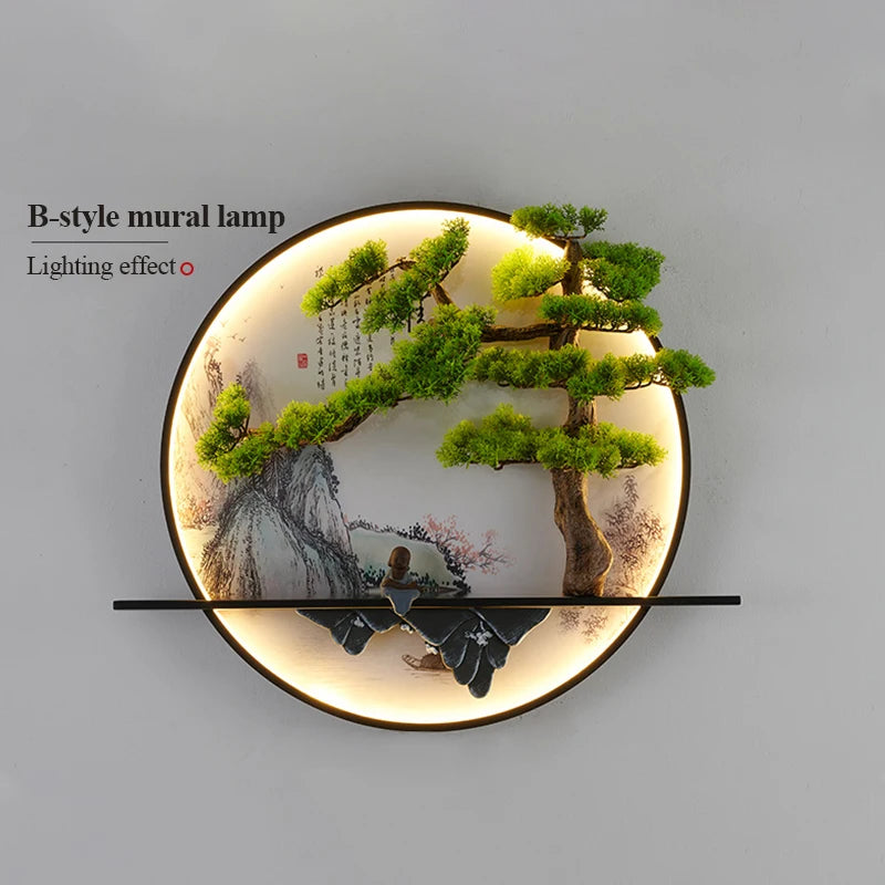 PLLY Modern Wall Picture Light Inside Creative Chinese Landscape Mural Sconces Lamp LED for Home Living Bedroom Study