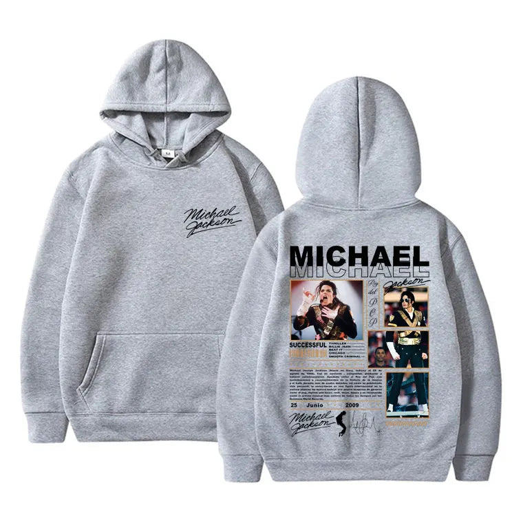 Classic Vintage Michael Jackson King of Pop Hoodie Men Fashion Retro Gothic Rock Sweatshirt Punk Oversized Pullover Streetwear