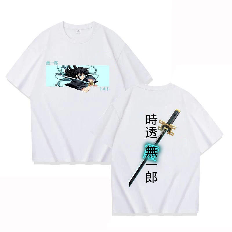 New Anime Tokitou Muichirou Print T Shirt Women Men Short Sleeve Tops Tees Summer Fashion Loose Casual T-shirt