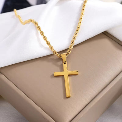 Men's and women's new cross pendant necklace, minimalist gold jewelry, men's and women's necklace