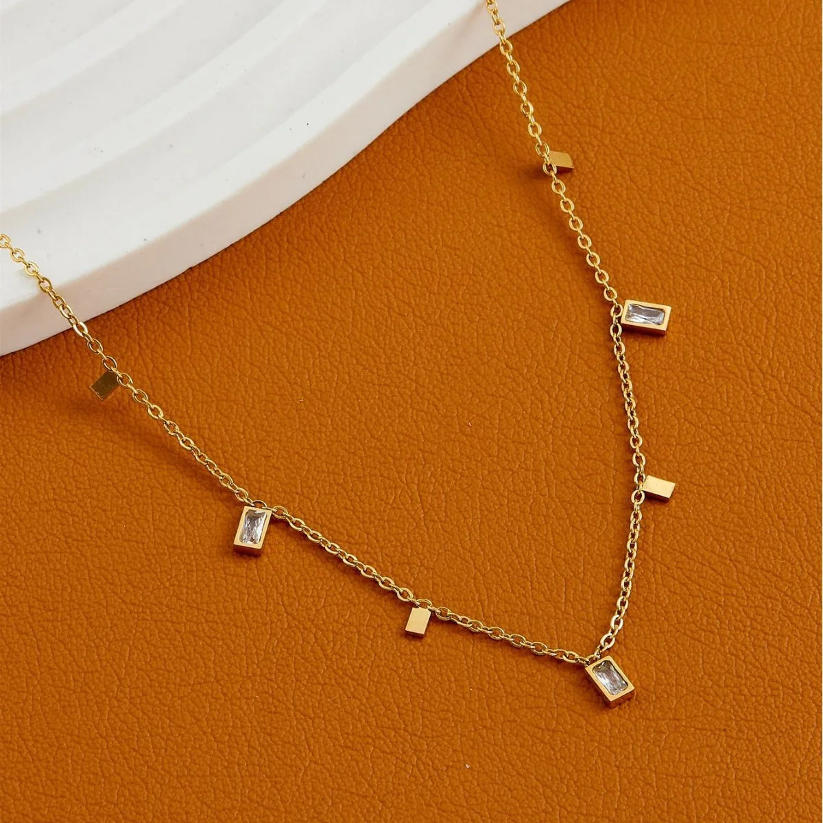 316L Stainless Steel Simple Fashion Zircon Waterdrop Pendant Necklace for Women Trendy Waterproff Chain Neck Party Jewelry Gifts