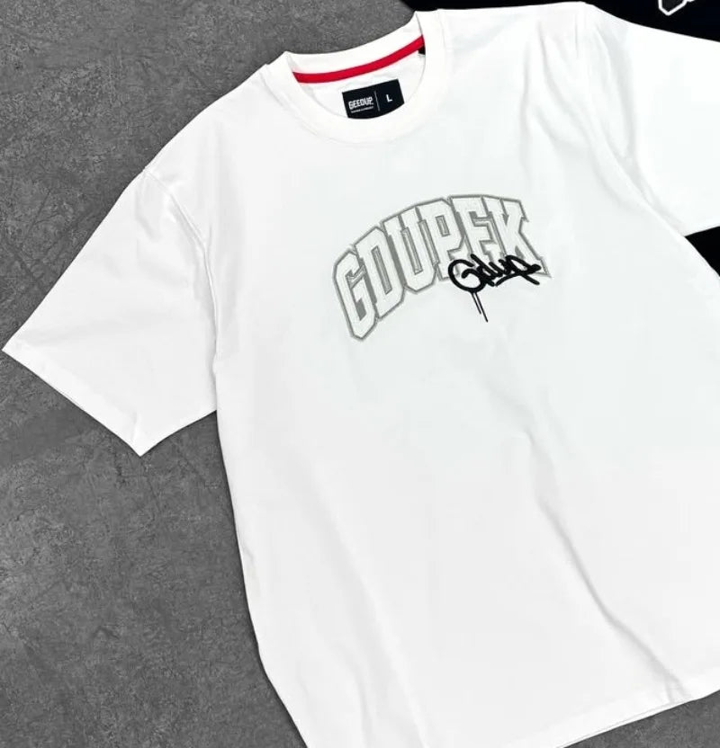 Street Hip-hop Retro Letters Fashion Oversized Short-sleeved Men 2025 American Harajuku Y2K Casual Loose Short-sleeved Women