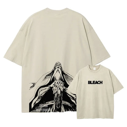 Anime Zaraki Kenpachi T Shirts Oversized Vintage Washed B-Bleach T-shirt Manga Kurosaki Ichigo T Shirt Renji Uryuu Tops Tees Man