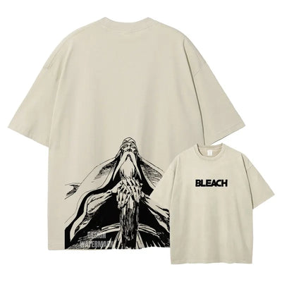 Anime Zaraki Kenpachi T Shirts Oversized Vintage Washed B-Bleach T-shirt Manga Kurosaki Ichigo T Shirt Renji Uryuu Tops Tees Man
