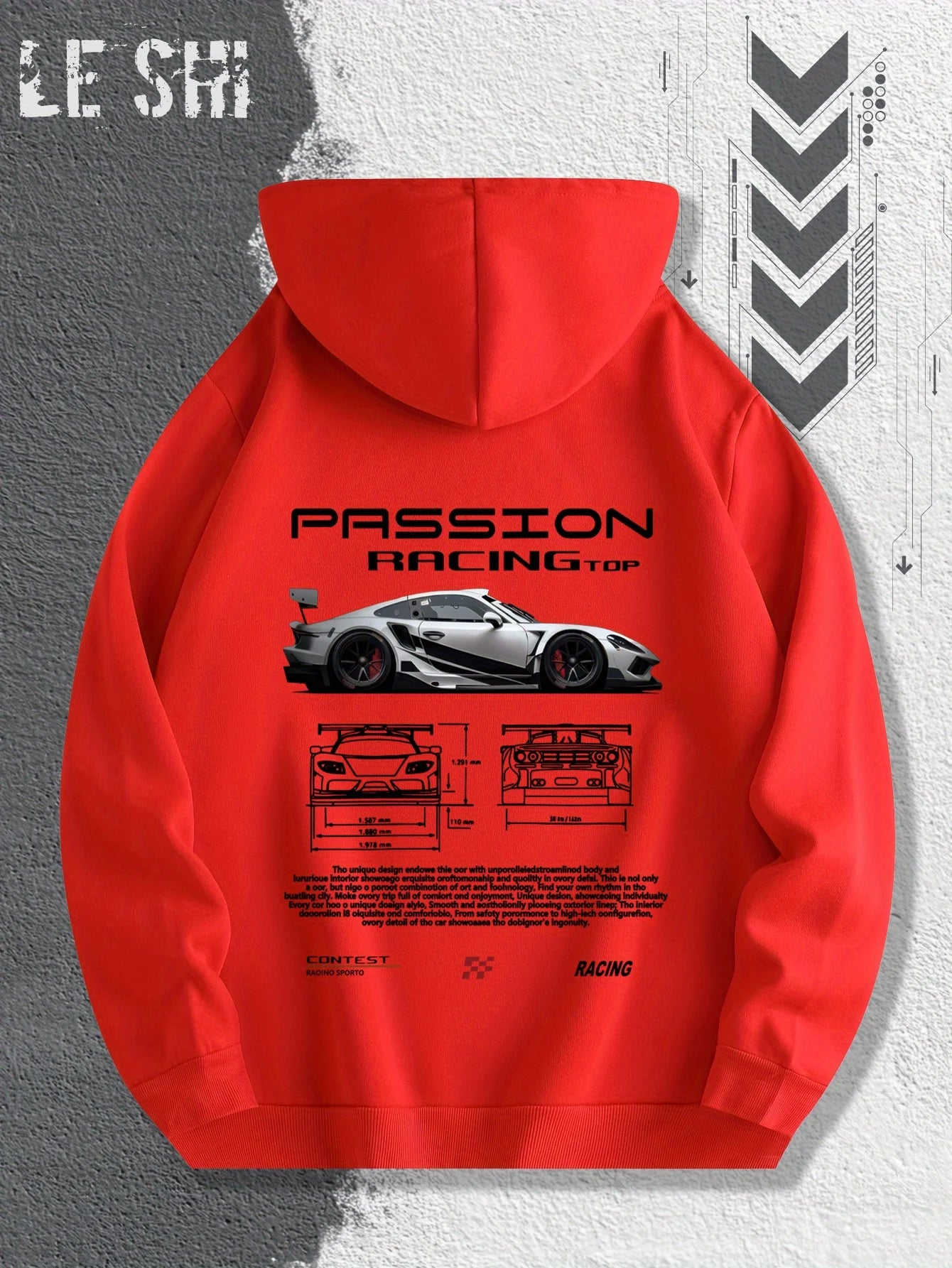 Men'S Passionate Racing Graphic Hoodie Featuring Race Cars and Sports Car Illustrations, Perfect for Everyday Wear