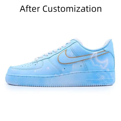 [Custom Eighteen AF1 Moon Nebula Blue]Nike Air Force 1 Skateboard Shoes Unisex Low-Top Blue