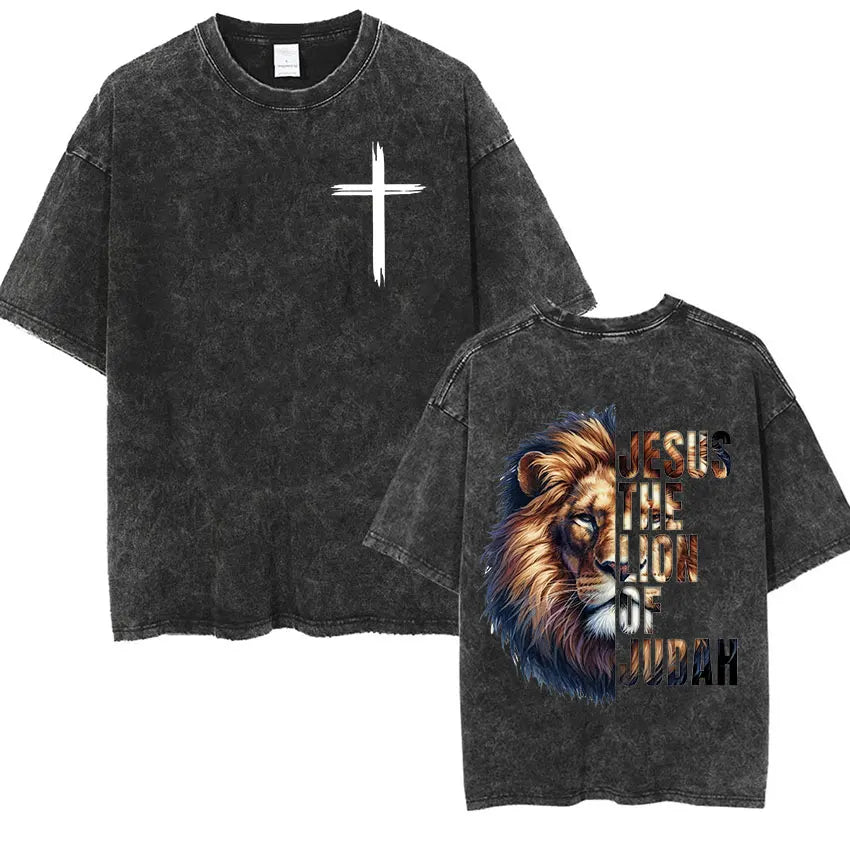 Vintage Washed Christian Aesthetic T Shirt Jesus Harajuku Fashion Short Sleeve T-shirts Men Women Casual O-Neck Clothing T-shirt