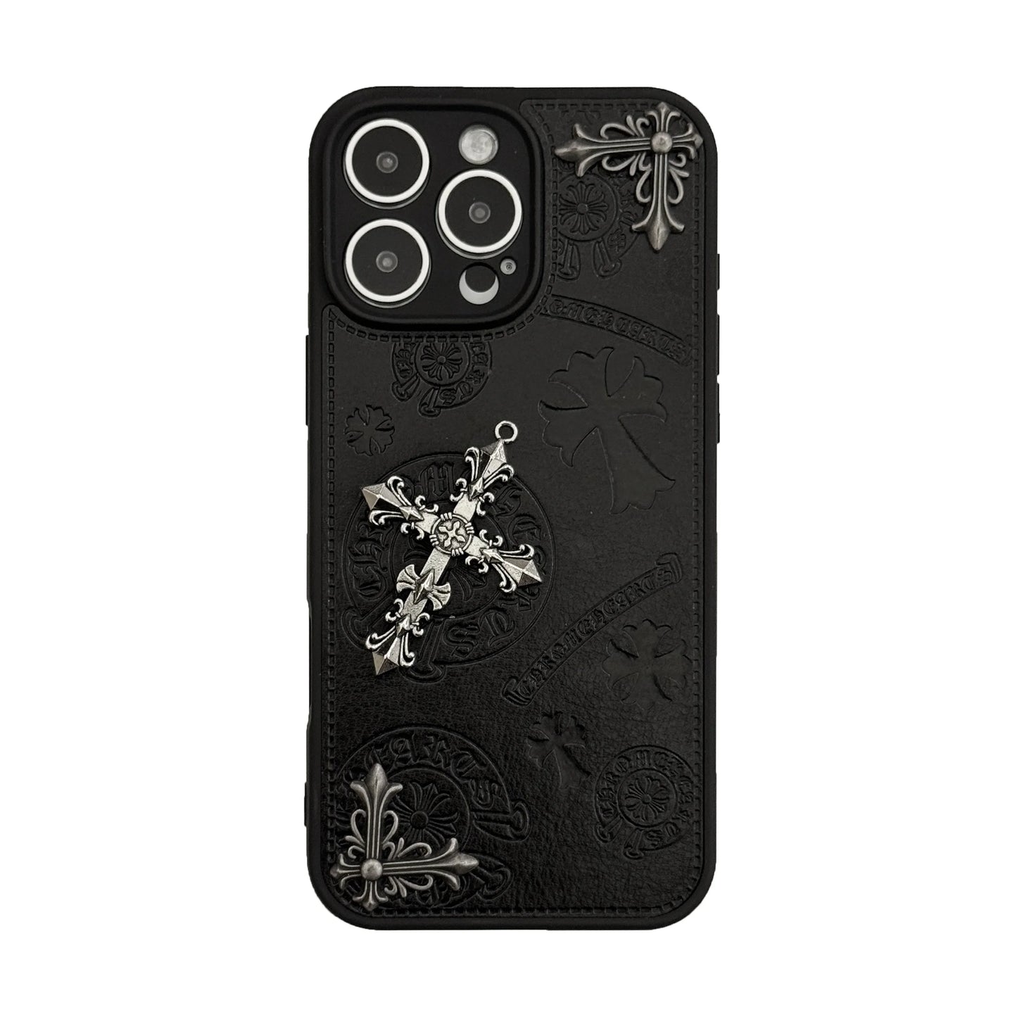 Luxurious Three-dimensional Cross Kroxin PU Leather Printed Grand Phone Case for iPhone 16 15 14 Plus 13Pro Max Protective Cover