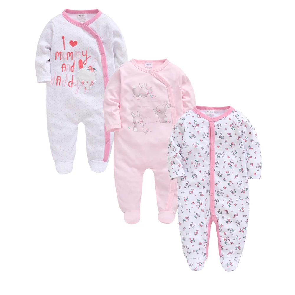 New Style Baby Girls Romper 3 Pcs/lot 0-12M Dot Design Lovely Girl Clothes Spring Autumn Long Sleeve Overalls Jumpsuit
