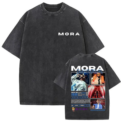 Limited Rapper Mora Washed Vintage T-shirt Lo Mismo De La Otra Vez Tour 2025 T Shirts Men Women Hip Hop Fashion Pop Music Tshirt